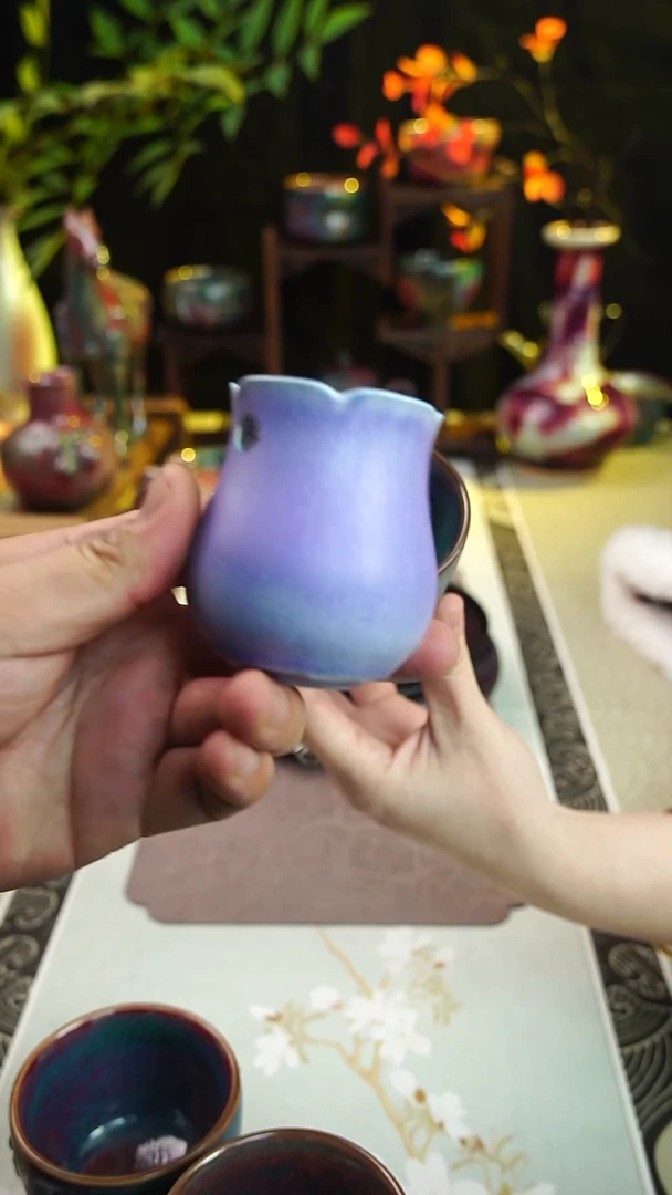 杯子钧瓷无*舞纯手工玉兰杯