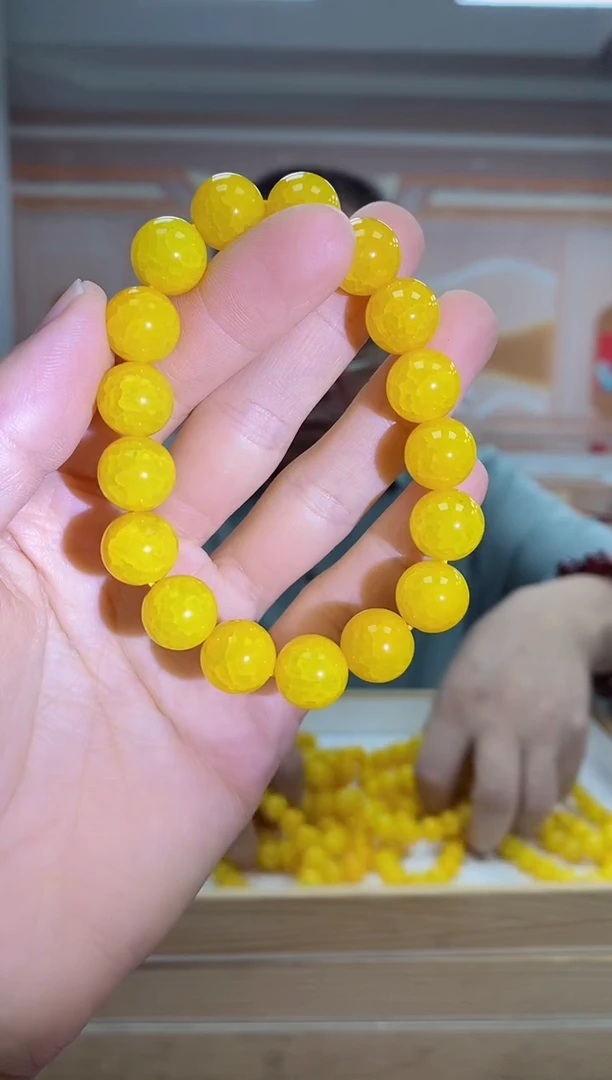 未镶嵌手串玛瑙/玉髓黄龙纹玉石玛瑙手串12mm
