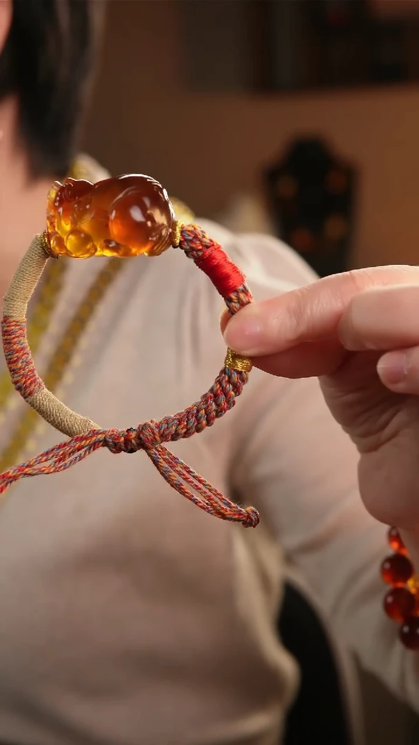 手链琥珀未镶嵌貔貅特色款编织手串