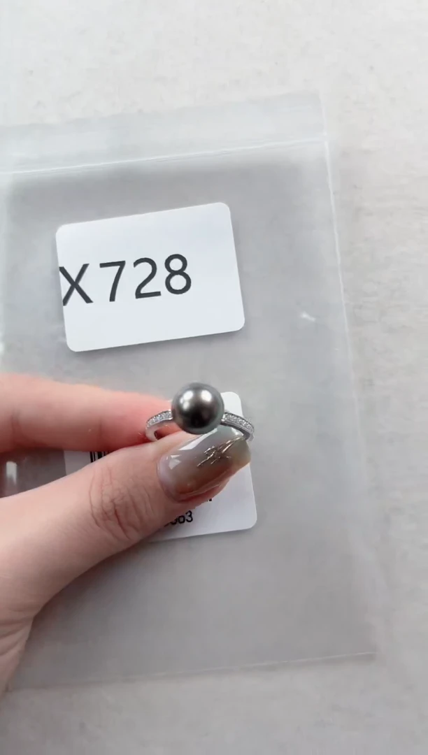 银S925镶嵌戒指海水珍珠X728