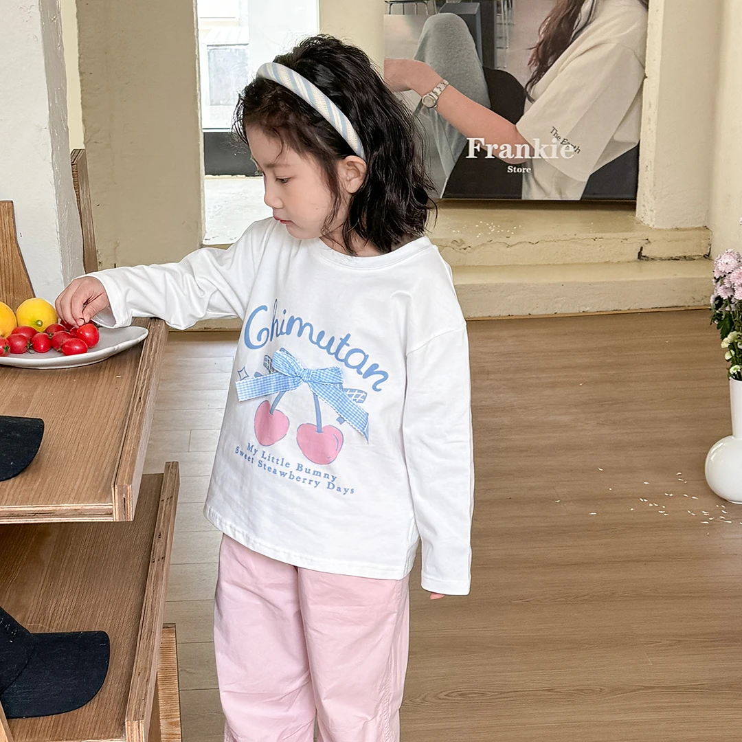 现货【樱桃T】100棉春装5700女童甜美卡通百搭韩版休闲T恤长袖