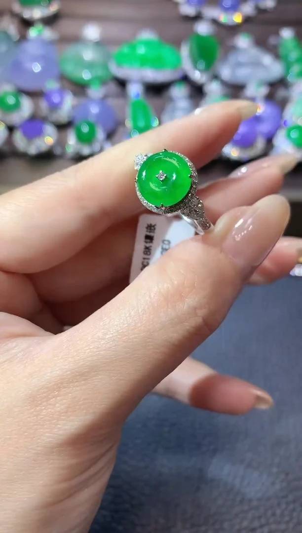 翡翠18K金镶嵌吊坠(不含链)D20翡翠