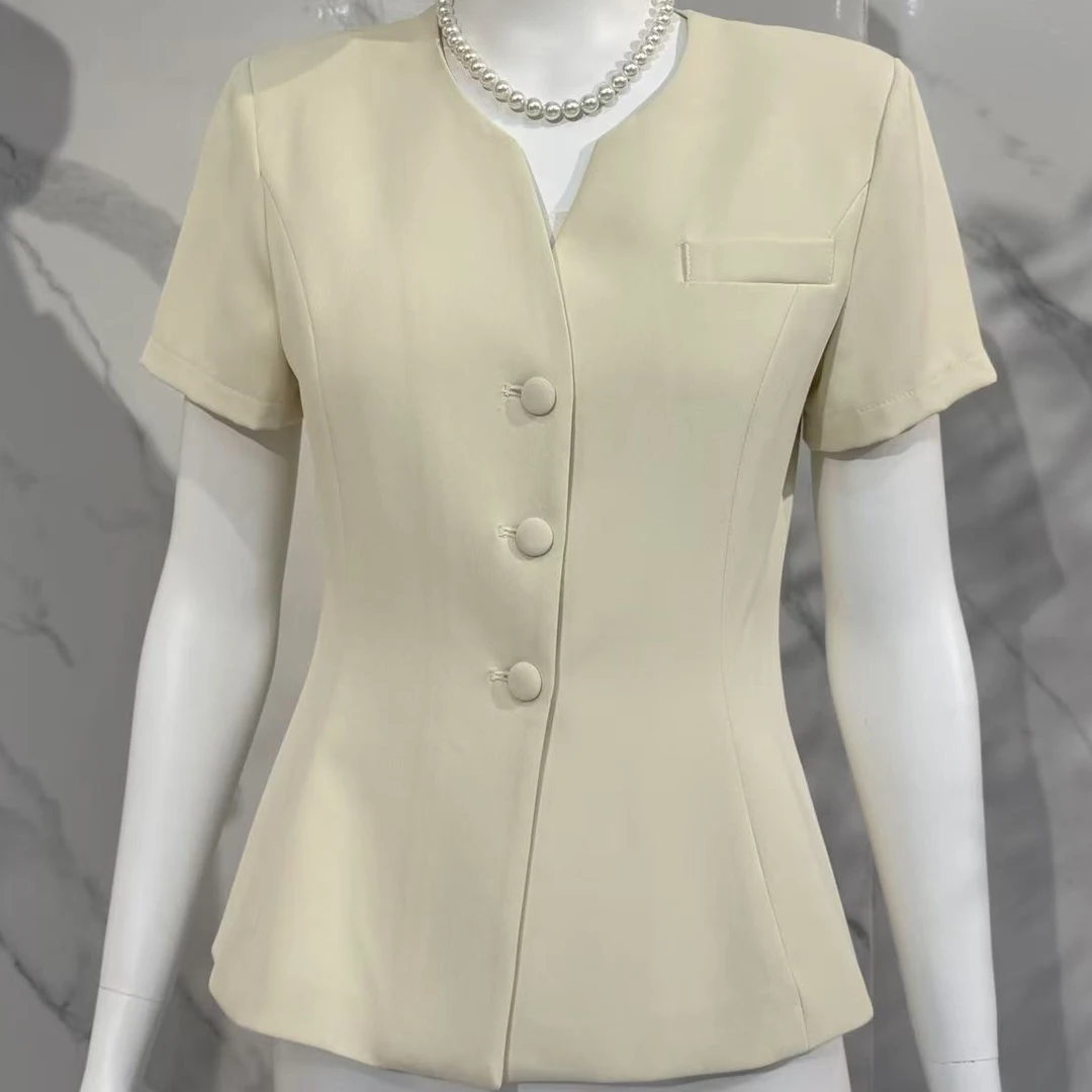 GD 01618(BZ宝*)夏季薄款无领休闲通勤西服