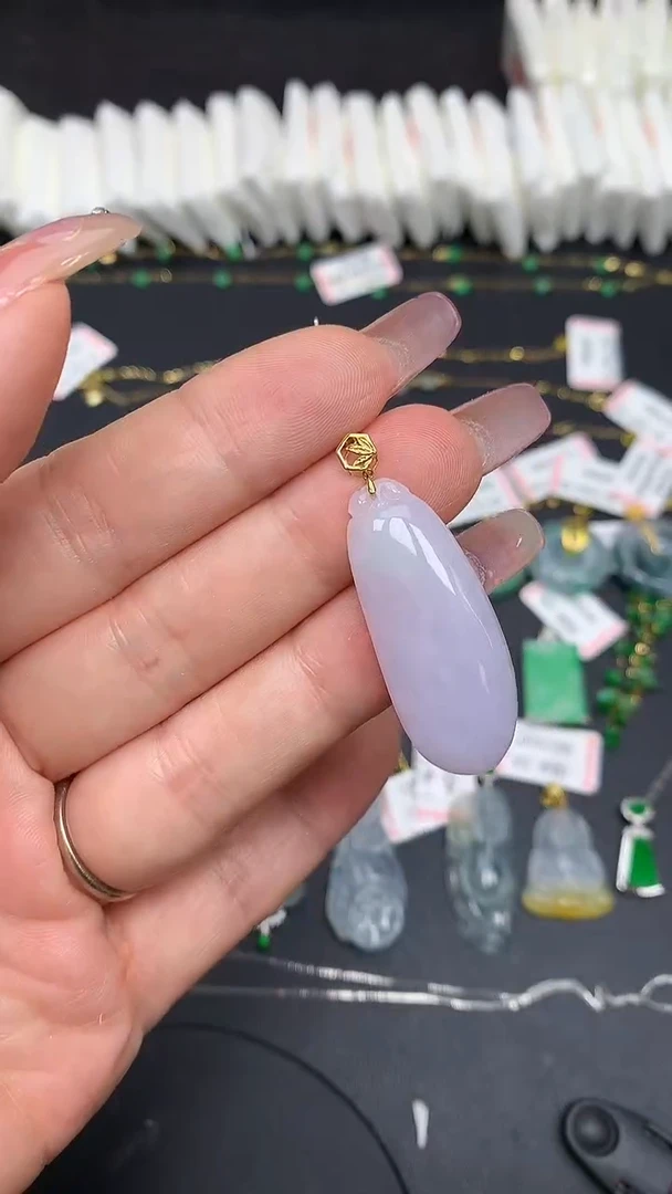 翡翠18K金镶嵌吊坠(不含链)MS193524