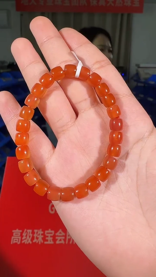 【闪购商品】南红玛瑙手串未镶嵌7.5mm保山冰红直切手串单圈