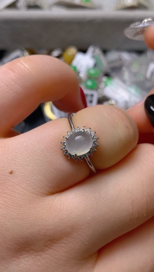 银S925镶嵌戒指翡翠百内无证书