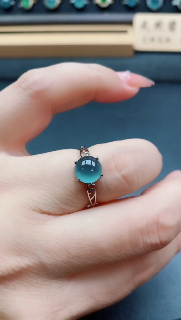 银S925镶嵌戒指翡翠1