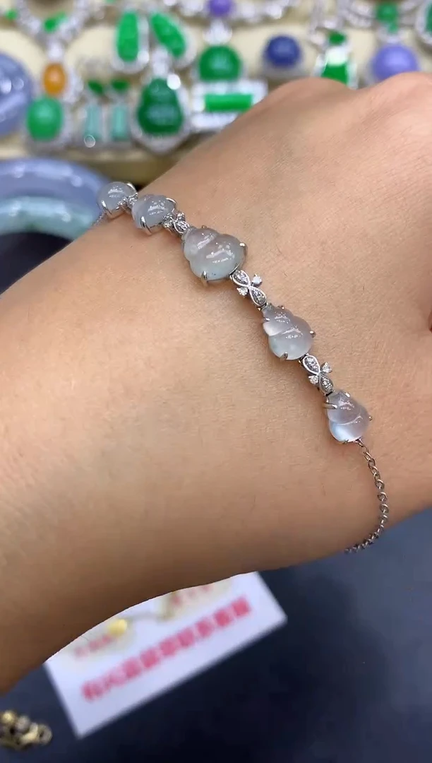 18K金镶嵌手链翡翠380-中国好珍宝