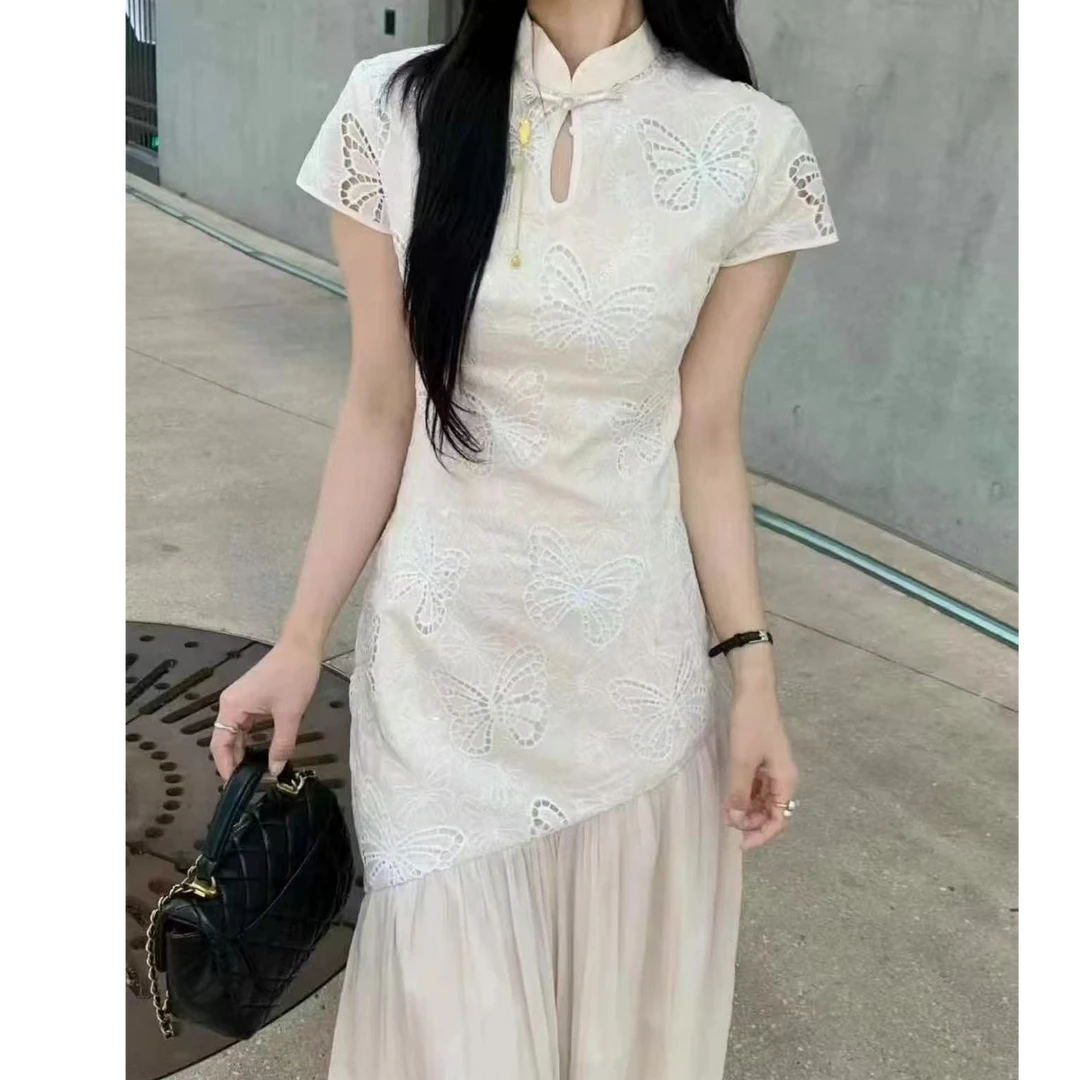 国风新中式蝴蝶镂空连衣裙