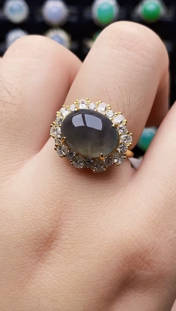 银S925镶嵌戒指翡翠4030