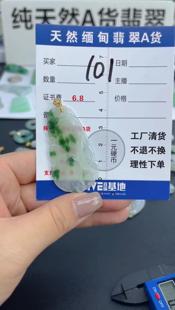 颈饰18K金镶嵌翡翠天然A货缅甸翡翠  101