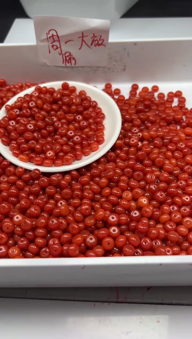 南红玛瑙未镶嵌颈饰w2280满肉南红算盘8*5mm*30颗