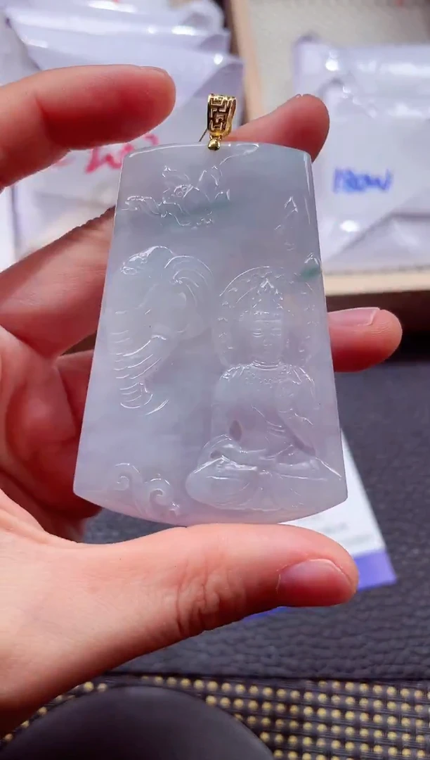 18K金镶嵌挂件翡翠000888 普贤