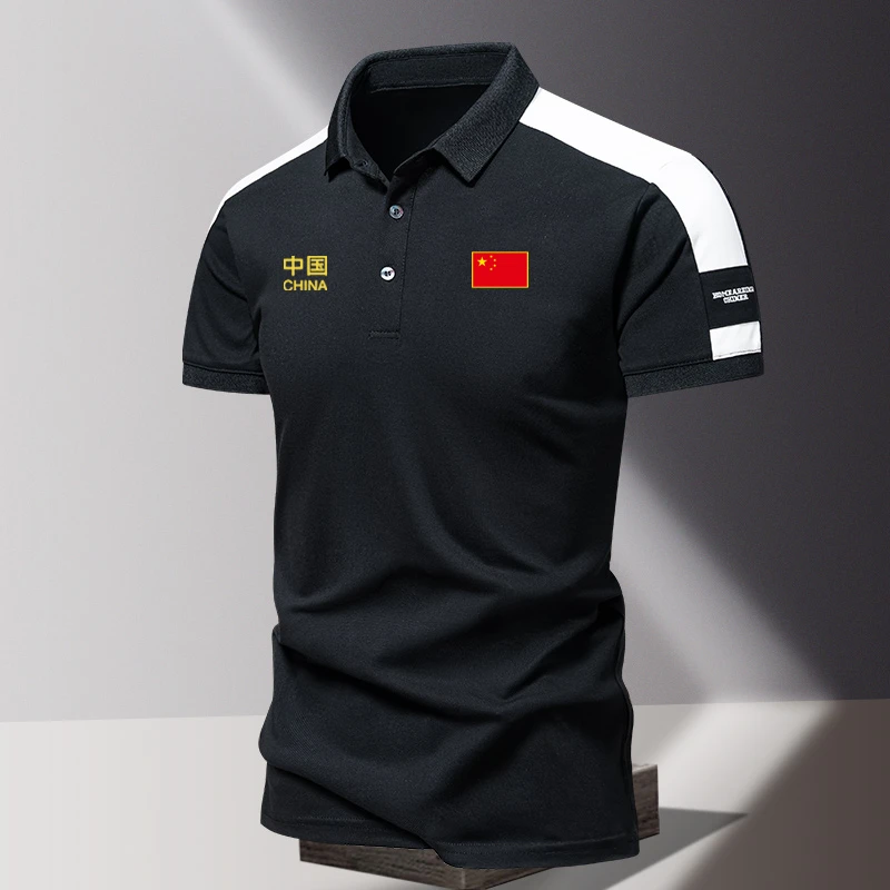 中国队china撞色polo衫夏季男士户外运动款上衣爱国定制服半袖