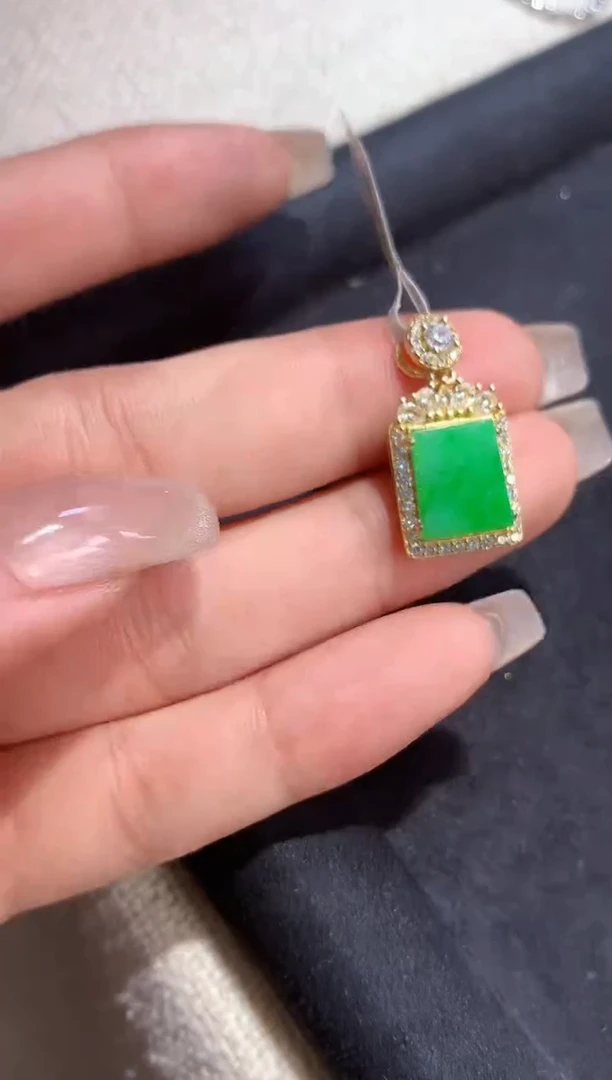 翡翠银S925镶嵌吊坠(不含链)【挽石珠宝】无事牌