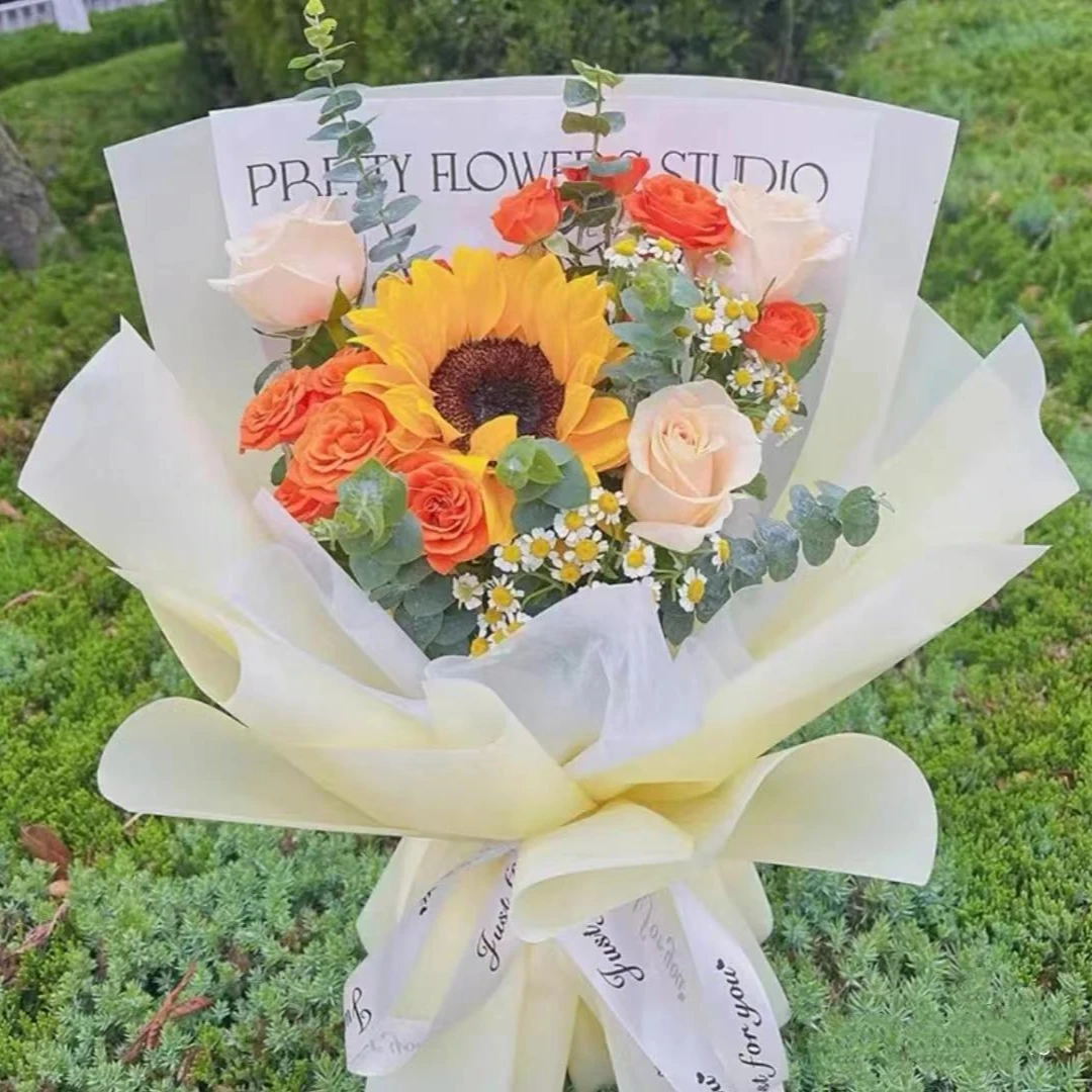 {教师节谢师恩 盲选不出错}1支向日葵3支香槟玫瑰鲜花花束送老师送长辈送班主任送货上门