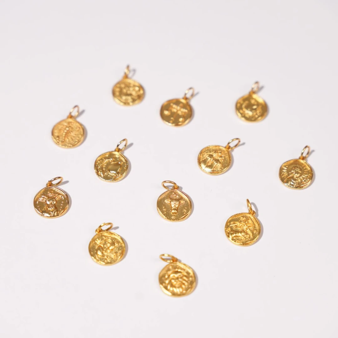 铜吊坠 星屿谷【十二星座】【手工DIY】金色超值星座系列专属挂件