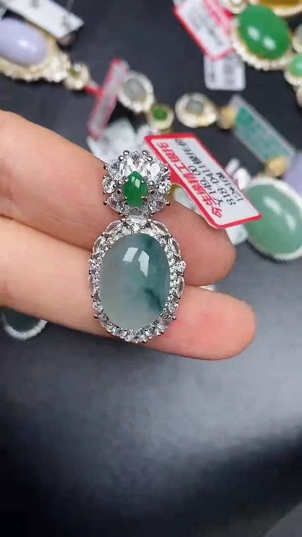 银S925镶嵌戒指翡翠3680