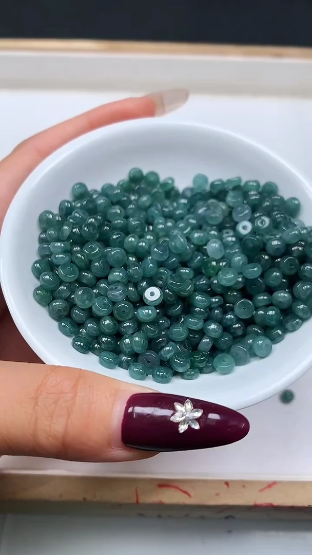 未镶嵌翡翠手饰A2020 危 蓝水算盘3*5mm30个10元