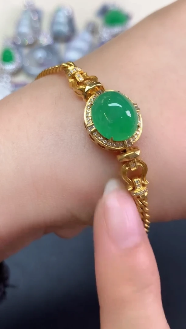 18K金镶嵌手链翡翠手链|13800