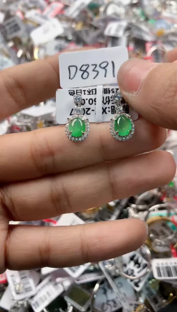 银S925镶嵌戒指翡翠555     10
