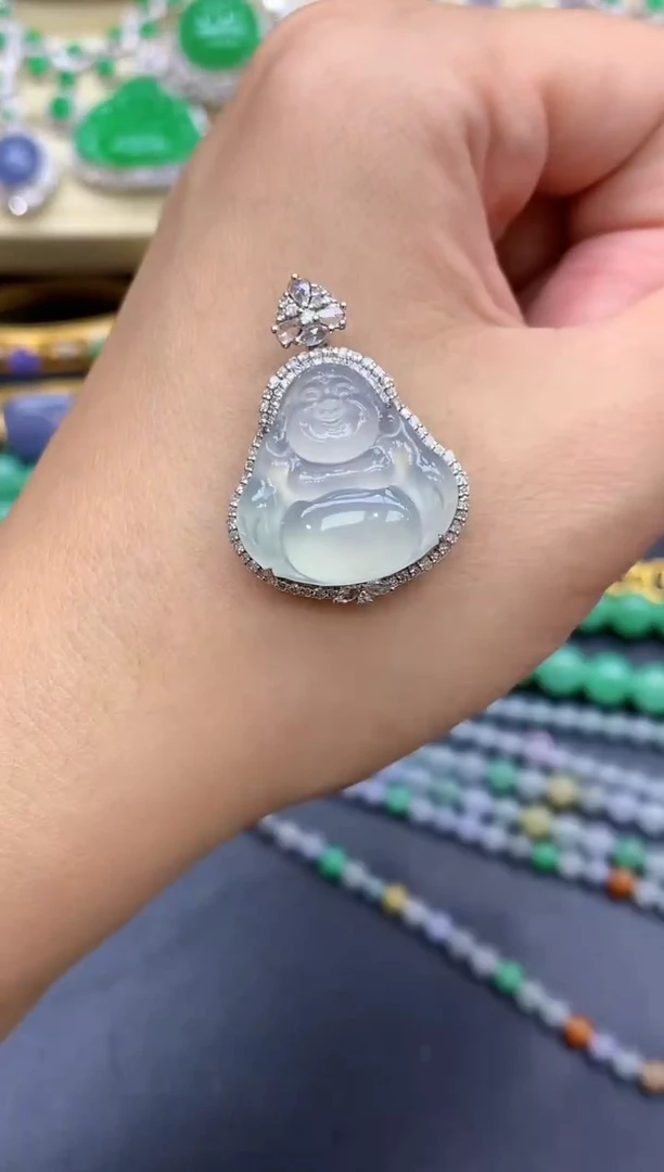 颈饰18K金镶嵌翡翠545-中国好珍宝