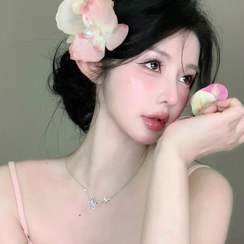 超仙纯欲蝴蝶兰刘海簪花发夹女高级氛围感海边度假拍照头花夹发卡