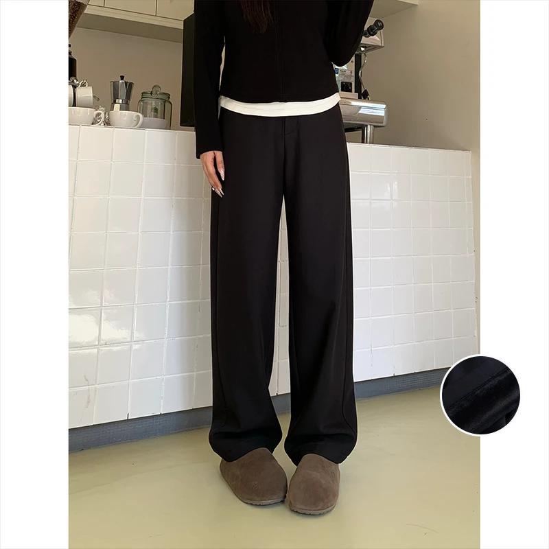 裂渡宣宣【通勤组】休闲阔腿弯刀裤女冬加绒显瘦百搭西装裤ZY511F72