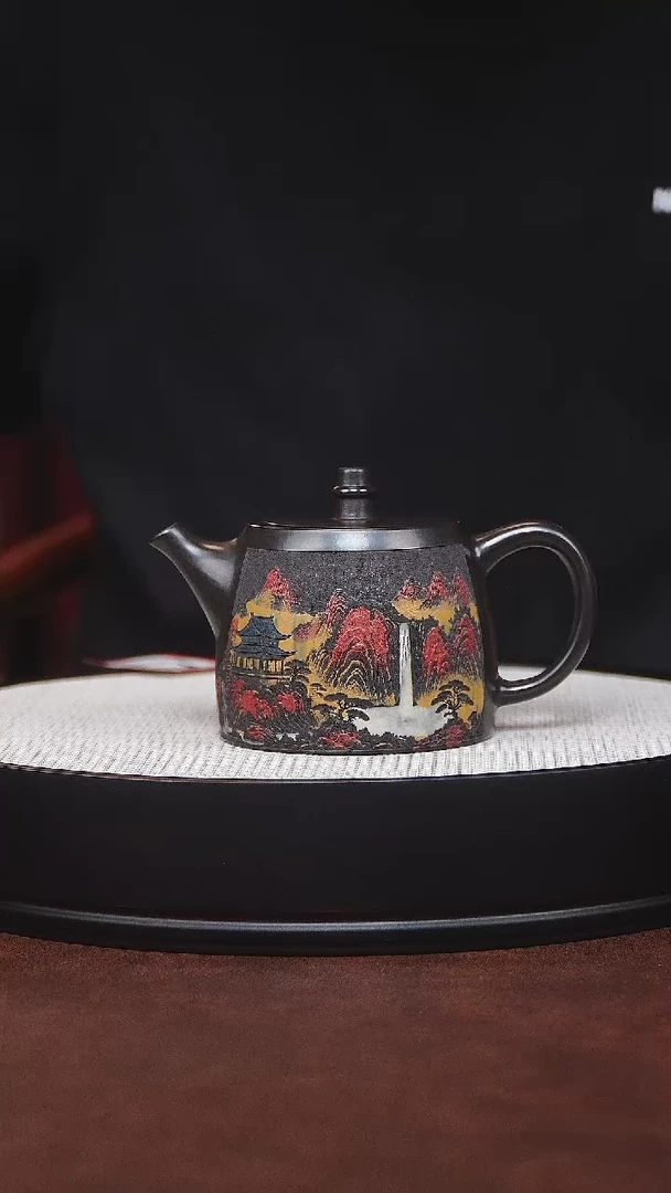 茶杯紫砂石黄彩绘柱础 蒋华