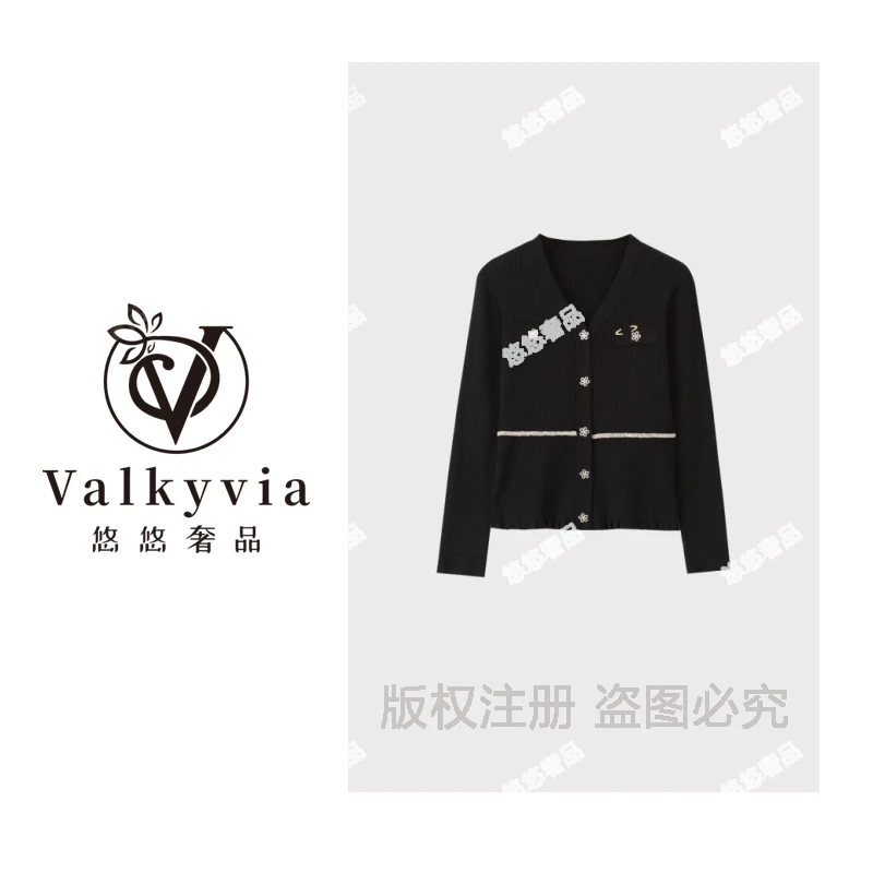 【Valkyvia/悠悠奢品】羊毛土星小标V领针织毛衣开衫msl758
