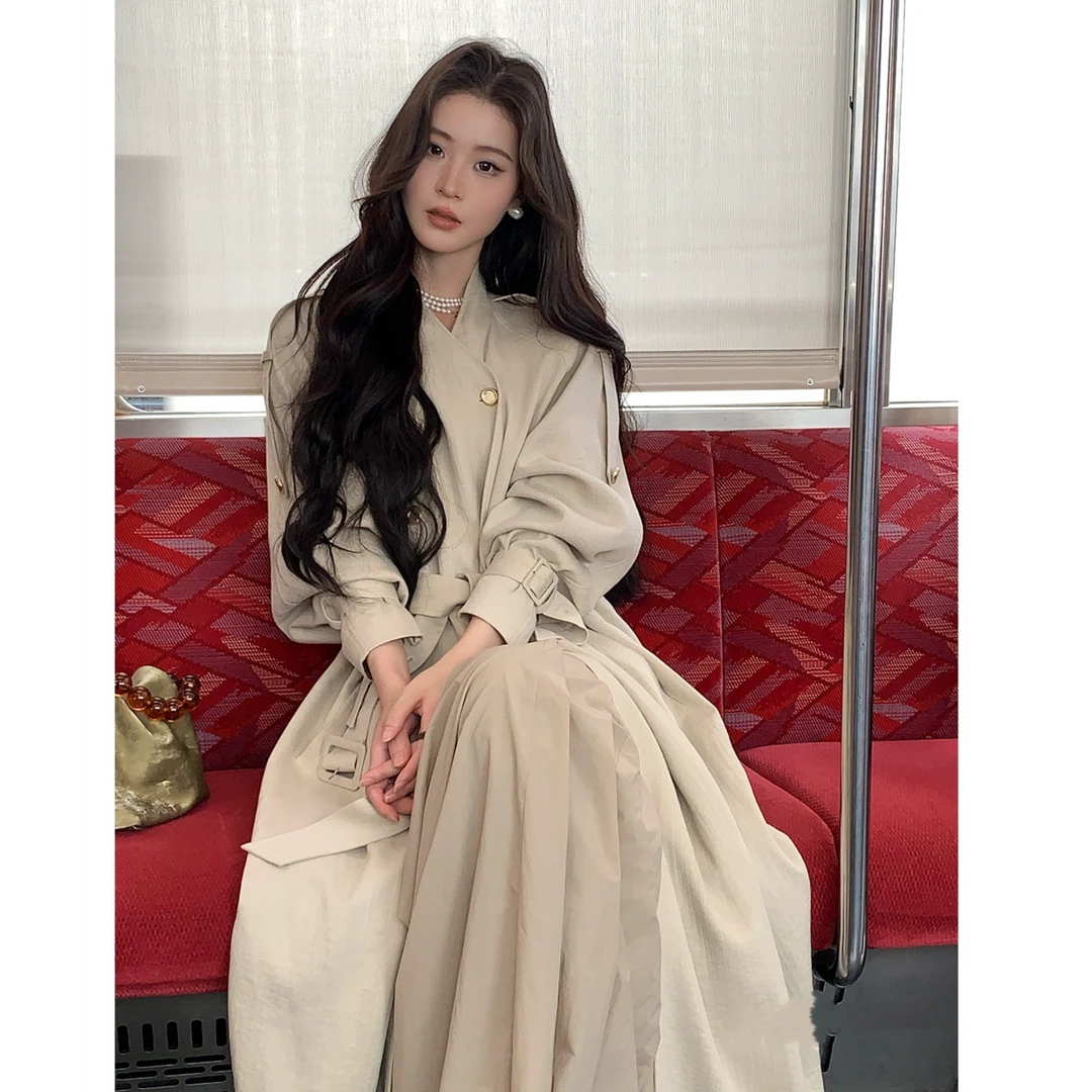 早秋穿搭巨好看风衣2025新款中长款外套高个子气质温柔大衣女