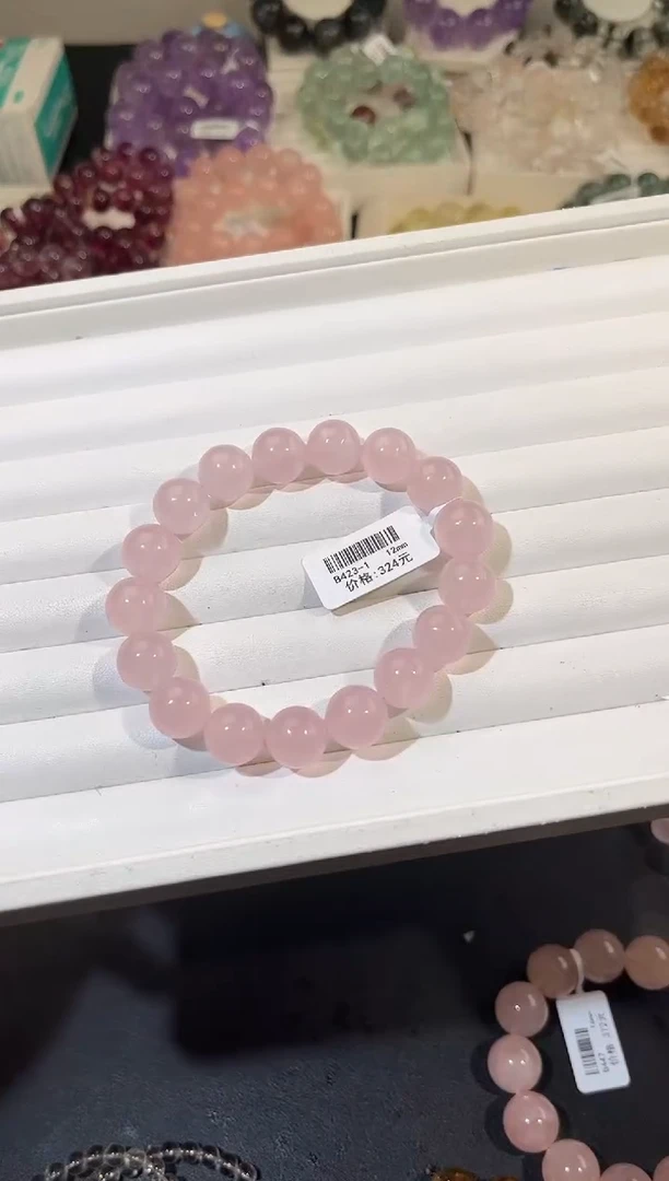 未镶嵌手链水晶多样性发一粉晶12mm