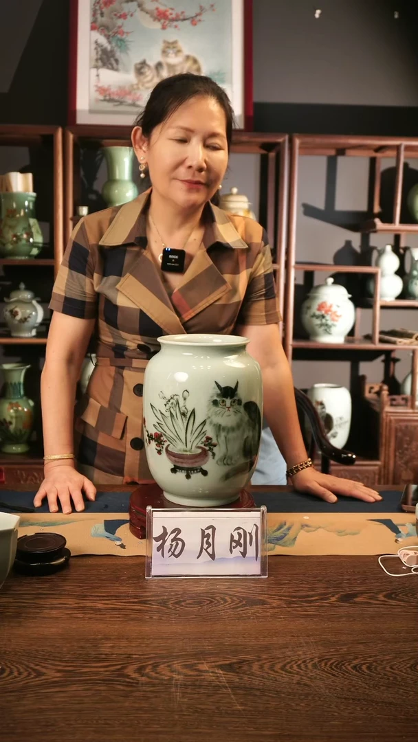 釉中彩 猫画 摆件B