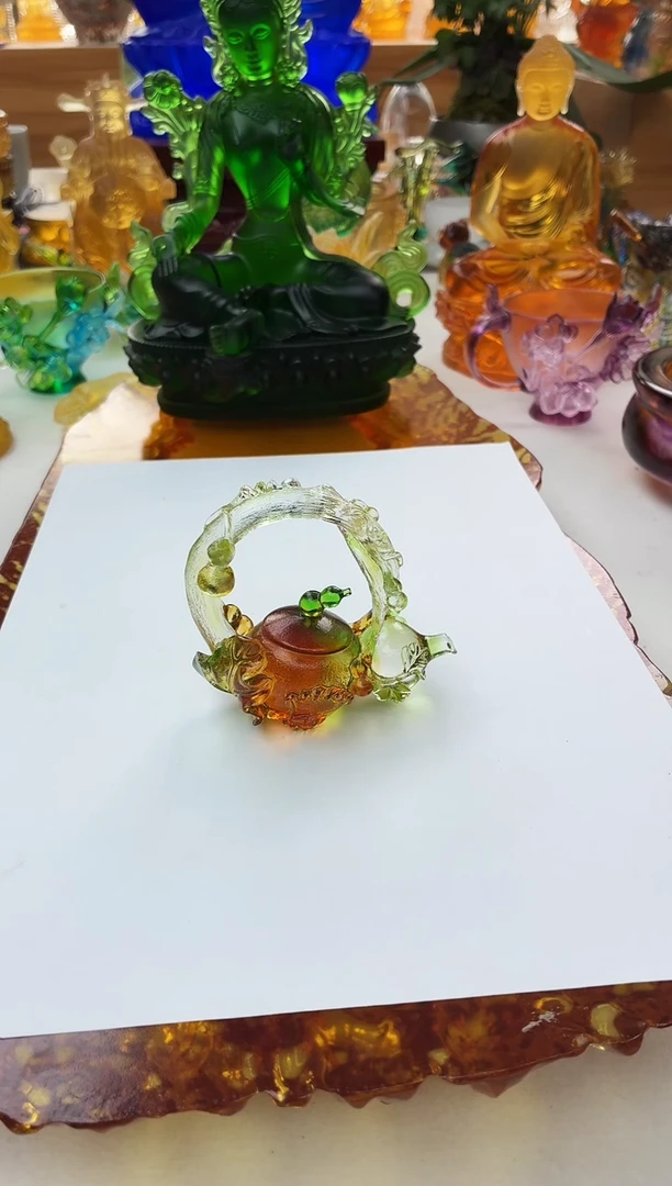 手工艺品琉璃彩色葫芦壶茶宠摆件