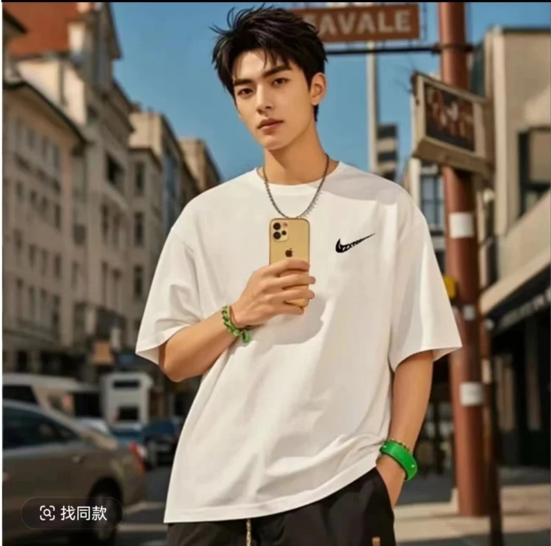 支持鉴定重磅新疆长绒棉短袖圆领云柔水光T打底衫男女纯棉T恤24