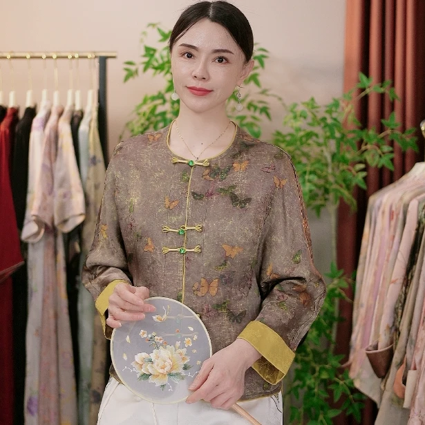 新中式国风老钱风垂感薄款透气清凉垂感女装时尚蝴蝶外套6020