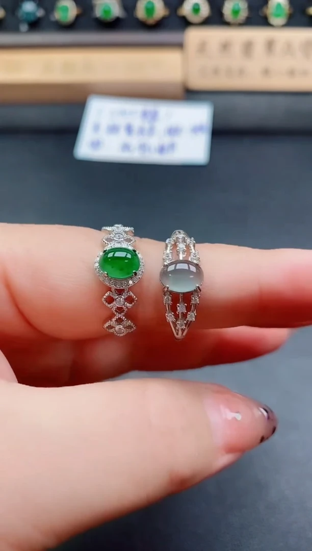 银S925镶嵌戒指翡翠1