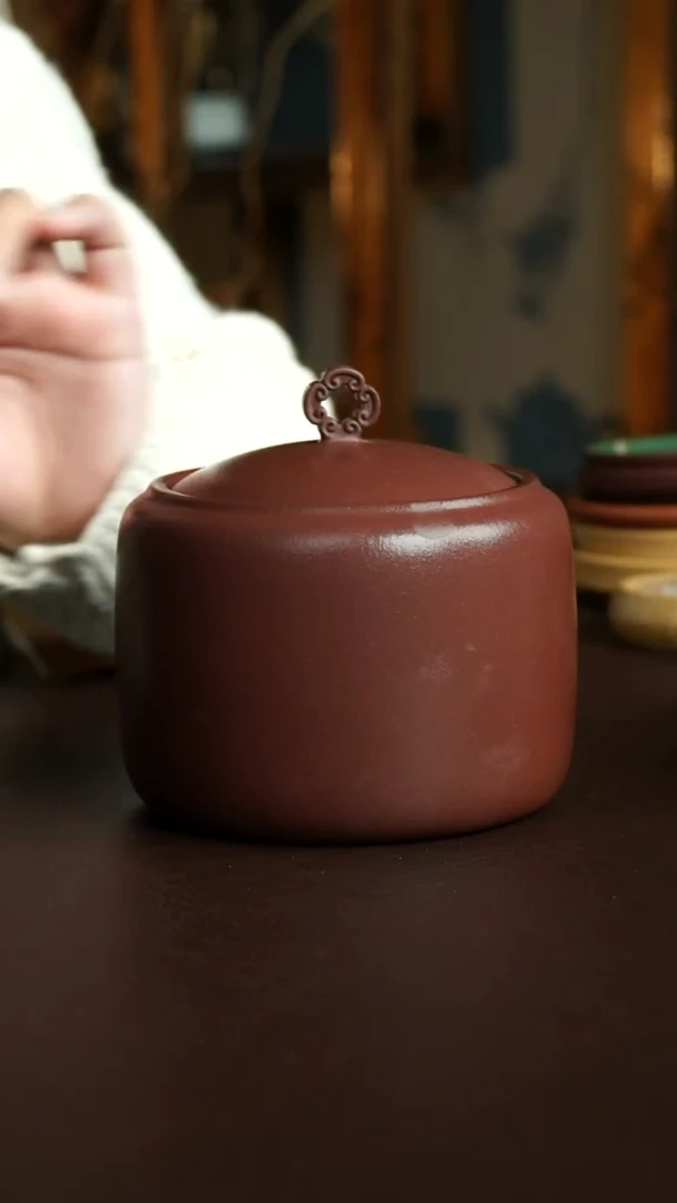 茶杯紫砂52号 炸漏孤品茶叶罐200克 不退不换宜兴紫砂原矿作品