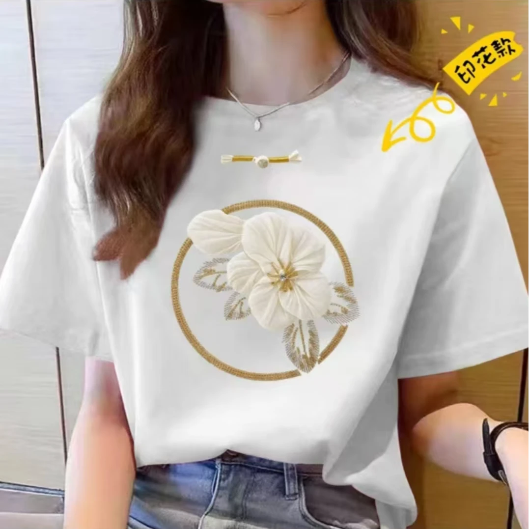 2025潮牌新款男女同款夏季潮流新款时尚百搭圆领印花T恤ins