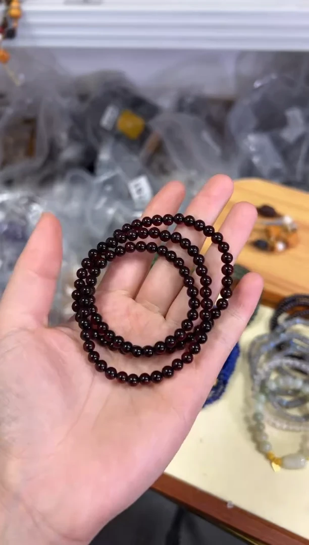 【闪购商品】血珀手链未镶嵌琥珀血珀圆珠多圈手链[0325]