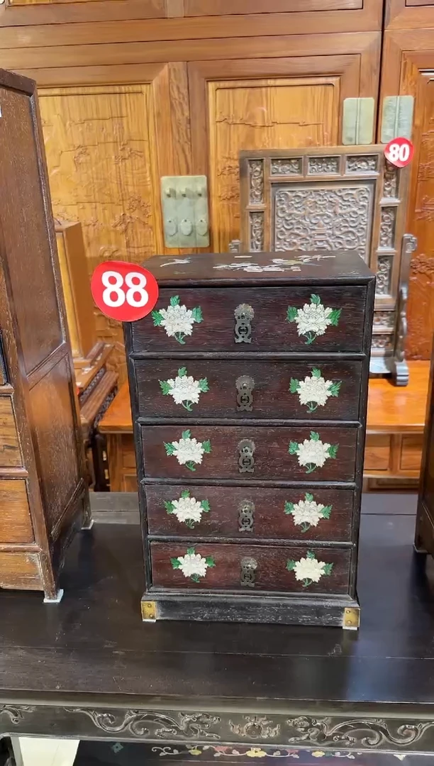 【闪购商品】木木艺邵氏紫檀花鸟五斗柜800.888