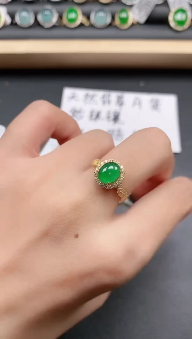 翡翠戒指银S925镶嵌1111