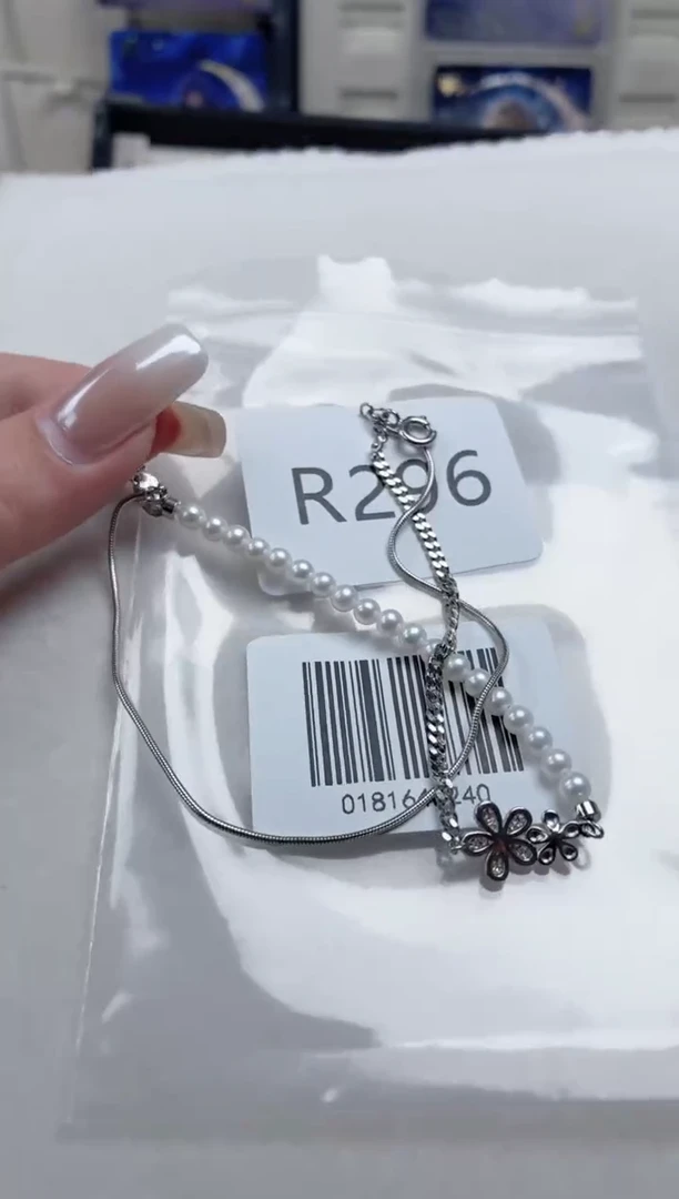 银S925镶嵌手链淡水珍珠r296