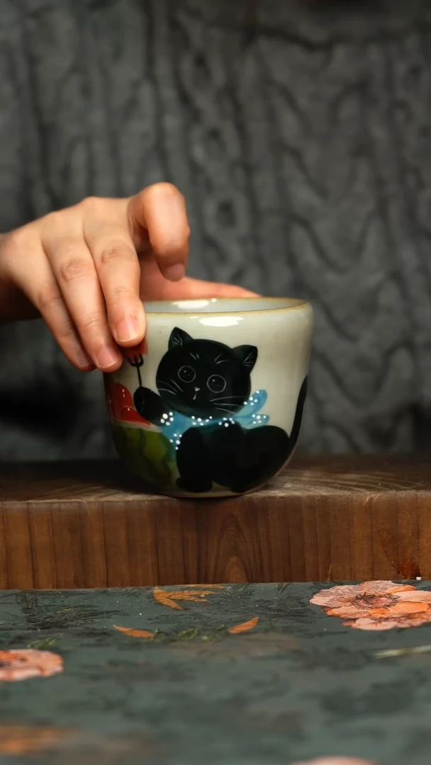 杯釉下彩手工手绘同款陶器