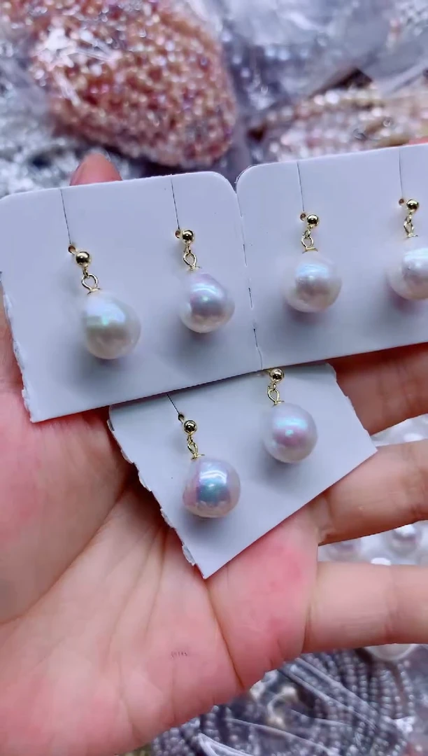 银S925镶嵌淡水珍珠耳饰多样性发其一，非无暇