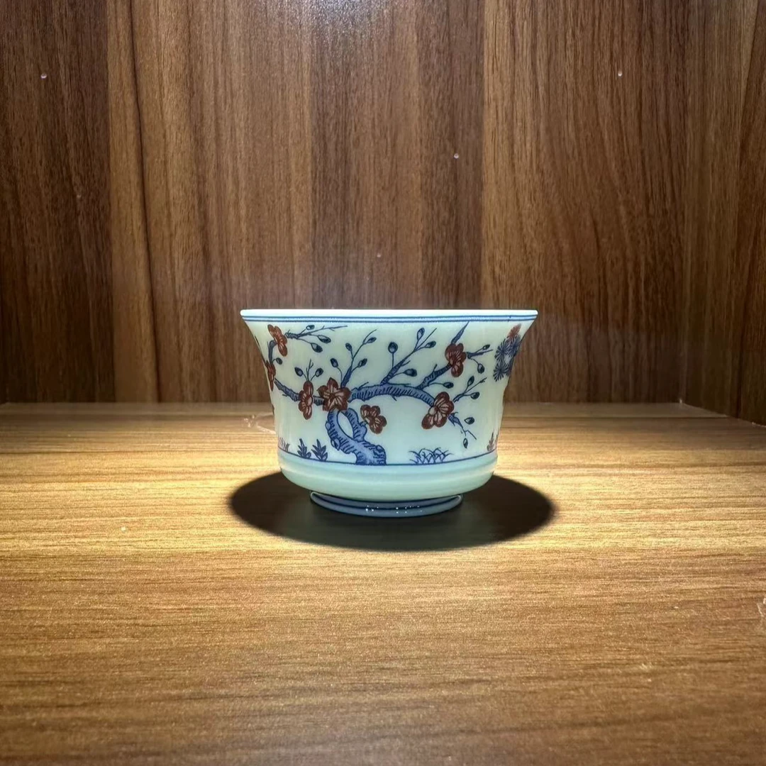 釉里红松竹梅竹节大客杯