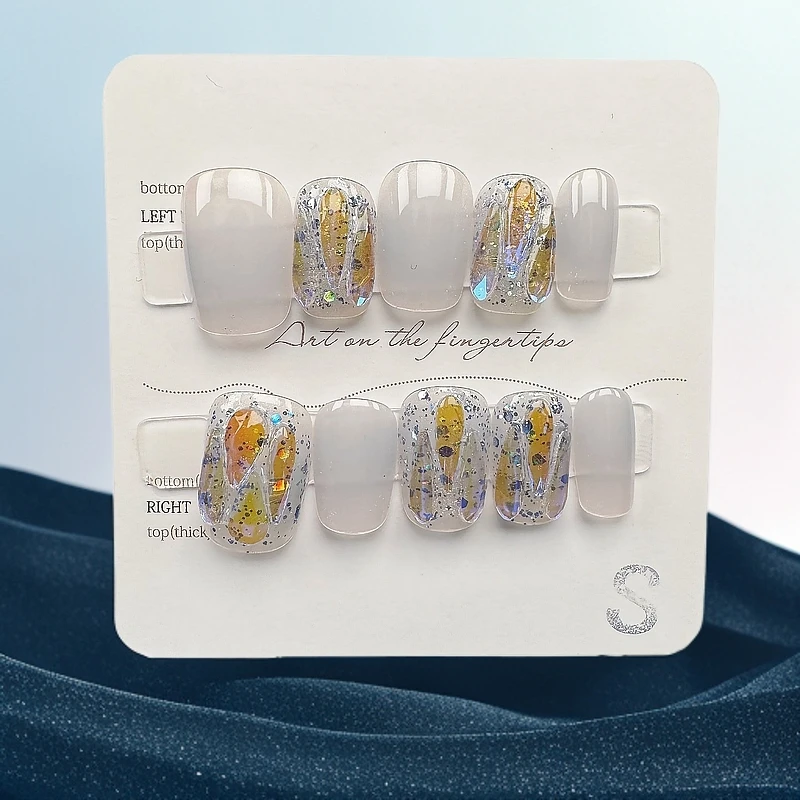 【闪烁银河】闪钻气质穿戴甲冰透手工爆闪星极光钻渐变清新镶钻