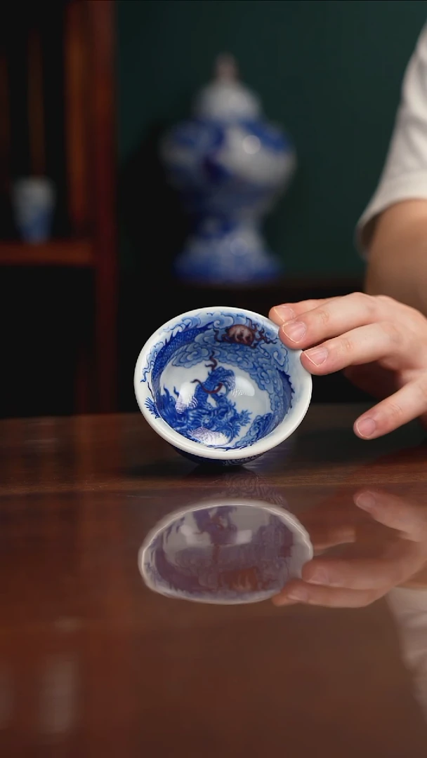 自成堂柴窑 龙凤杯