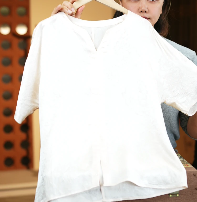 玉瓷<<非遗美学>>1177进口醋酸暗纹提花新中式薄款高级感上衣