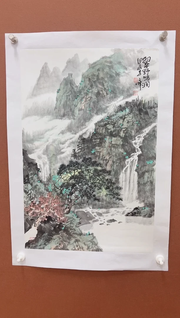 国画李文峰四尺三开淡彩山水